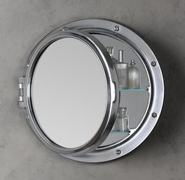 A Restoration Hardware Royal Naval Porthole Mirrored Medicine Cabinet - Bath 2A