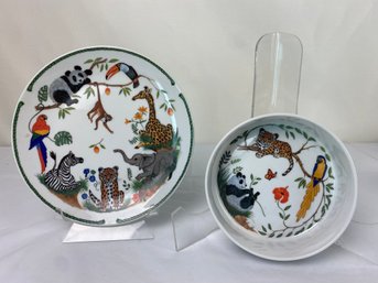 Lynn Chase  - Jungle Party, Too Porcelain Plate And Bowl