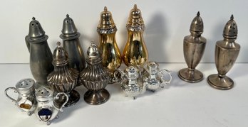Sterling Silver, Pewter And Other Sets Of Salt And Pepper Shakers
