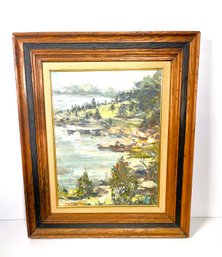 Signed Doris Jenney Oil Painting Of River Bank- Listed Artist And Wife Of Pulp Artist Robert ' Bob ' Jenney