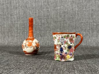 Delicate, Petite Porcelain: Vintage Demitasse Cup & Bud Vase