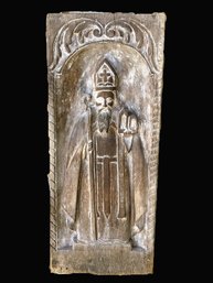 1920-30's Large Carved Wooden Altar Plaque/Panel Saint Nicholas-Northern France