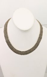 Large Sterling Silver Marcasite Chocker Necklace