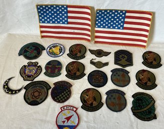 Large Grouping Of World War 2 Patches, As Well As Vintage Iron-on Flags