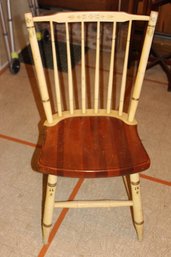2 Wood Painted Hitchcock Chairs - White W Gold Decor