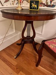 Vintage Mid Century Mahogany Oval Lyre Accent Table