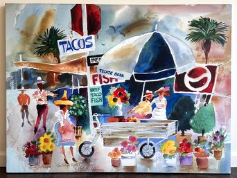 A Giclee On Canvas, San Felipe Market, Robert A. Fleming