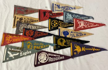 15 Plus Vintage NFL And College Souvenir Pennants