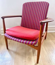 Mid Century Danish Teak Sculptural Lounge Chair Purchased At Georg Jensen, With Cushion