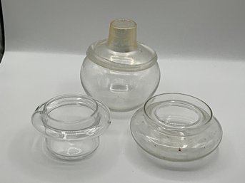 Lot Of 3 Glass Vessels - One With Gold Flakes!