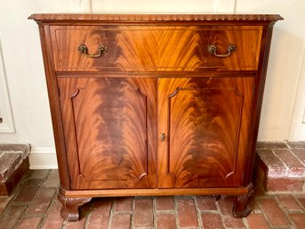 Antique Flame Mahogany Low Secretary