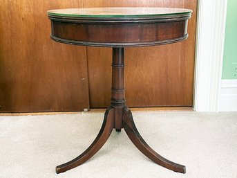 A Vintage Mahogany Spindle Based Library Table With Glass Top