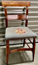 Tiger Maple Side Chair With Needlepoint Seat