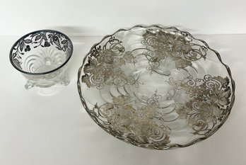 Silver Overlay Tray & Dish