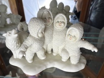 Snowbabies Figurine Four Babies & A Dog