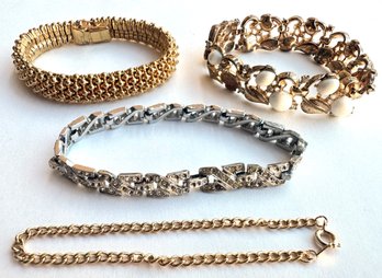 4 Vintage Bracelets By Trifari, Ciner, Ledo & More