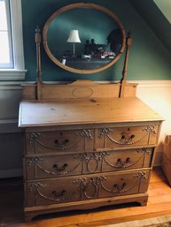 Antique 1860 Acanthus Leaf English Dresser With Mirror (matching Piece Separate Lot)