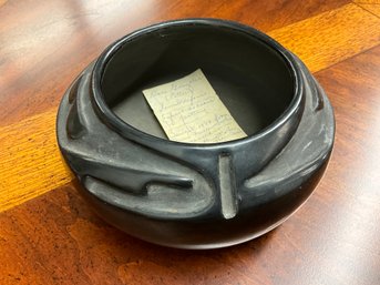 Antique ~ Rose Gonzales ~ Carved Polished Blackware Bowl With Provenance