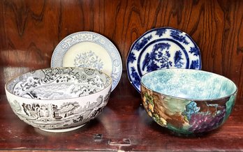Antique British Transfer Ware By Spode And More - Including A Hand Painted Bowl By FX Abraham