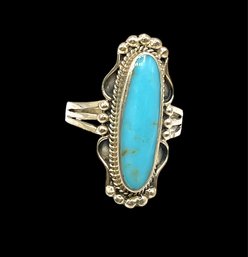 Vintage Sterling Silver Southwest Style Turquoise Color Stone Ring, Size 8.75