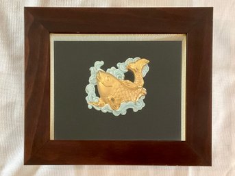 Chinese Porcelain & Gold Koi Fish, Framed