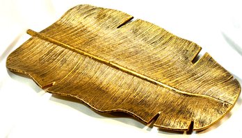 Vintage Goldtone Metal Leaf Serving Dish