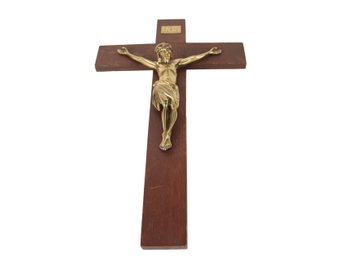 Large Brass Jesus Wood Cross 20'