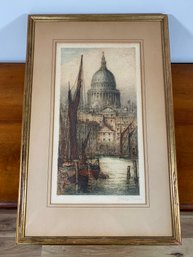 Signed Original J Alphege Brewer Etching 14x20 Limited Edition Of 300 St Pauls Cathedral