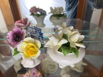 Pair Of English Radnor Staffordshire Bone China Floral Figurines