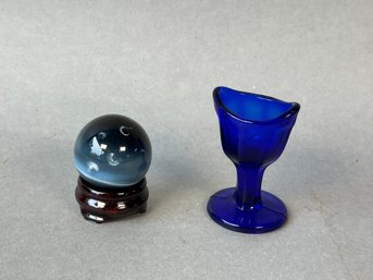 Marble On Stand With Cobalt Blue Mini Glass