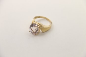14k Gold Large Morganite Stone Ring Size 5.75