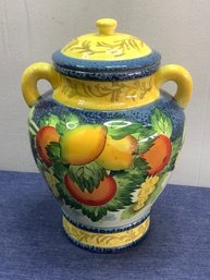Nonni's Hand Painted Fruit Decorated Urn Made In China