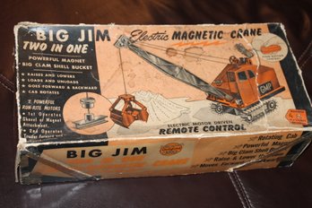 LARGE Vintage Big Jim Magnetic Crane Construction Toy In Box - As Found Untested