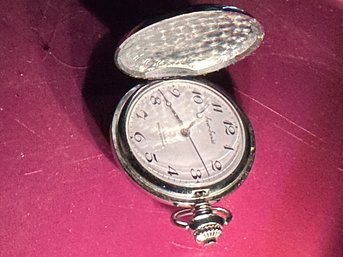 Ever Swiss Silver Pocket Watch With Etching And Without Chain