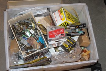 Bin Of Assorted Hardware And Staples, Several Shop Drawers Worth