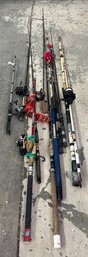 Lot Of Fresh And Salt Water Fish Poles And Reels