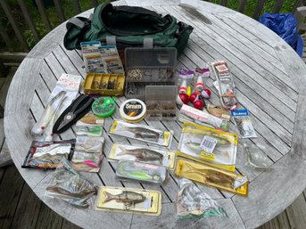 Fishing Tackle Bag Filled With Lures And Tackle