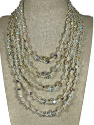 Vintage Multi Strand Aurora Borealis Beaded Necklace Dramatic