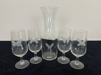 Butterfly Pitcher And Glass Set