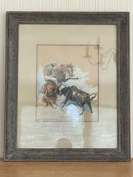 Charles L. Wrenn Cowboy Bull Riding Painting