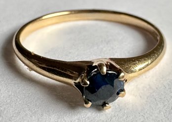 Vintage 14 Karat Gold & Blue Diamond Ring, Size 3.75