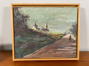 Signed Original Oil On Board Title Morning Walk 13x11 Helen Falber ?