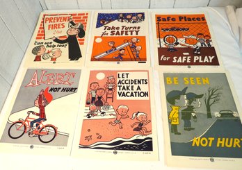 Vintage Set 6 Safety Council Alert Not Hurt Kids Posters