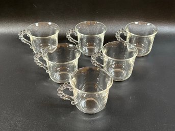A Set Of Vintage Punch Cups In Clear Glass