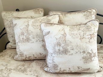 Custom Toile Twin Bed Linens And Throw Pillows