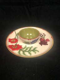 Hand Painted Saparna Serving Tray With Center Bowl Set