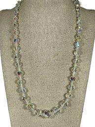 Vintage Aurora Borealis White Crystal Beaded Neckalce