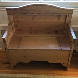 Antique Pine Storage Bench With Lift Top