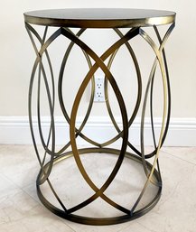 A Modern Brass And Marble End Table