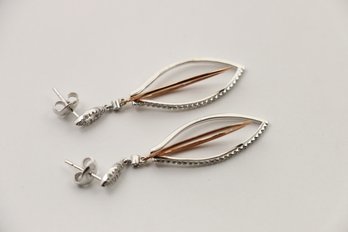 14k White And Rose Gold Diamond Earrings